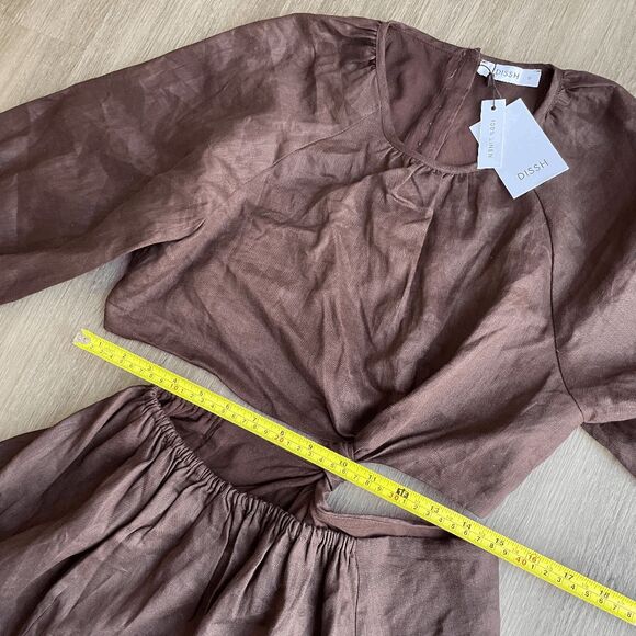 NWT Dissh Zayn Linen Mini Dress in Dark Chocolate Women's 12 - Picture 11 of 11